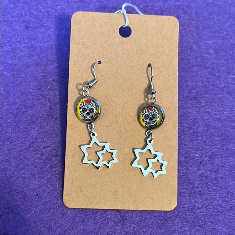 Skull and Star Dangle Earrings